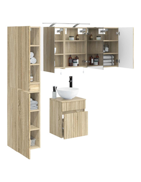 Set di Armadi da Bagno 5 pcs Rovere Sonoma 40 x 10,5 x 60,5 cm