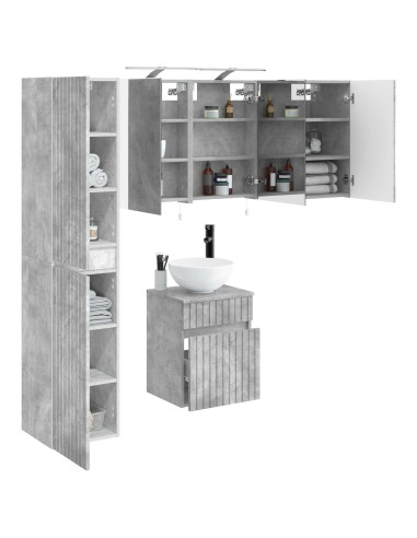 Set di Armadi da Bagno 5 pcs Grigio Cemento 40 x 10,5 x 60,5 cm