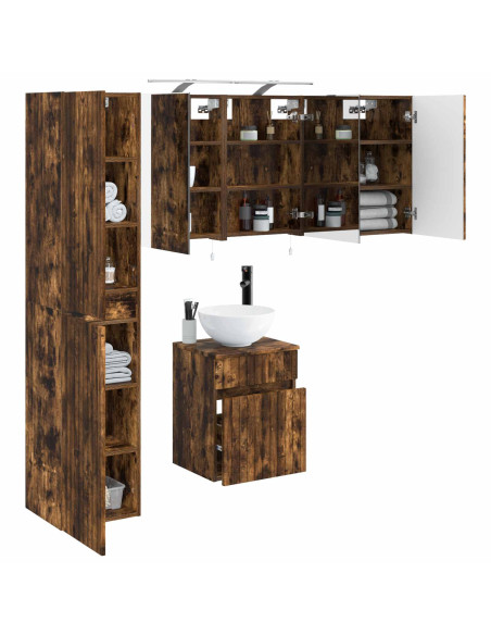 Set di Armadi da Bagno 5 pcs Rovere Fumo 40 x 10,5 x 60,5 cm