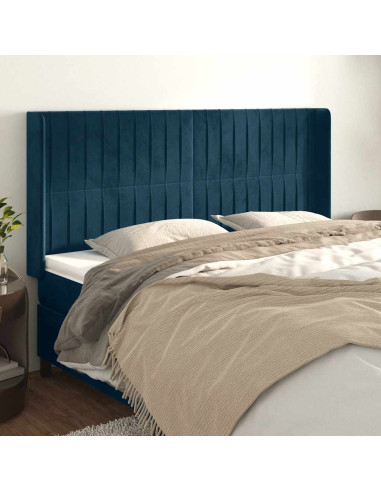 Testiera ad Orecchio Blu Scuro 163x16x118/128 cm in Velluto