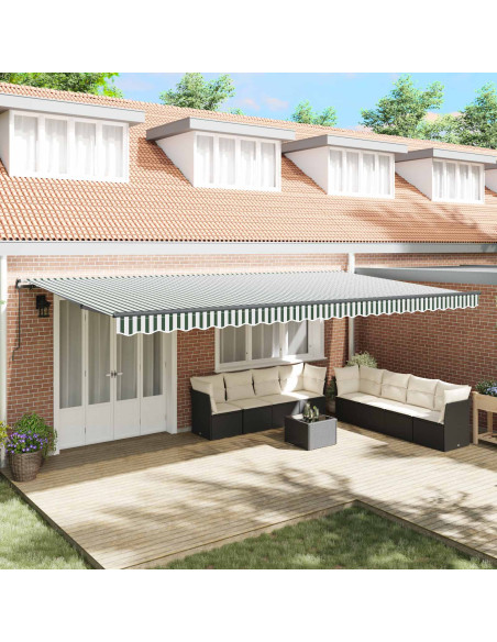 Tenda retrattile Verde e Bianco 600 × 350 cm