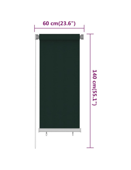 Tenda a Rullo per Esterni 60x140 cm Verde Scuro HDPE