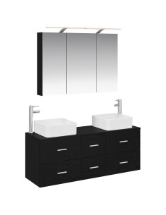 Set di mobili per il bagno 4 pcs Rovere Nero