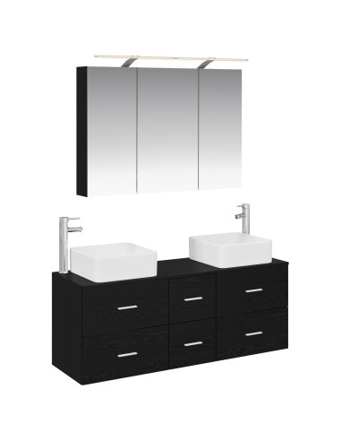 Set di mobili per il bagno 4 pcs Rovere Nero
