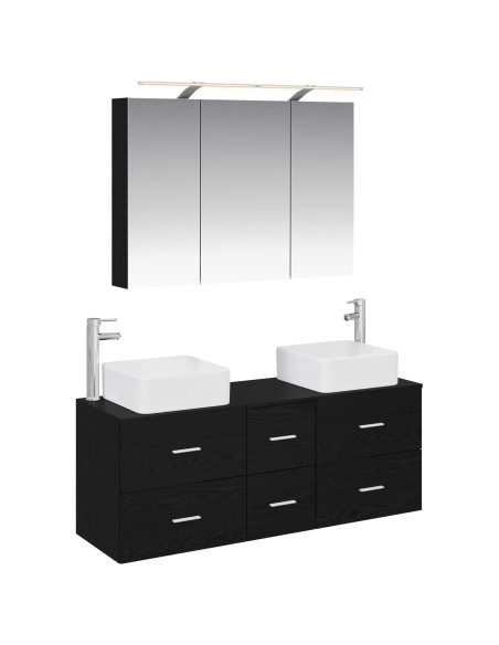 Set di mobili per il bagno 4 pcs Rovere Nero