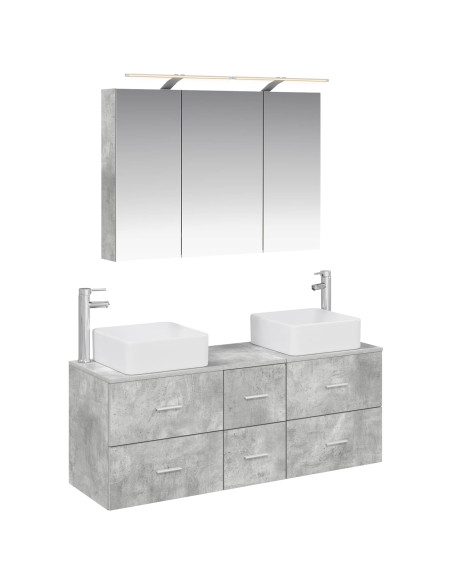 Set di mobili per il bagno 4 pcs Grigio Cemento