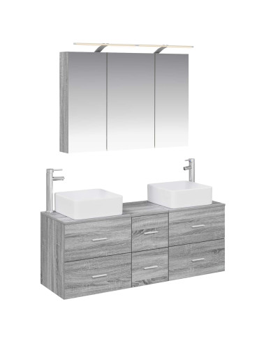 Set di mobili per il bagno 4 pcs Sonoma grigio