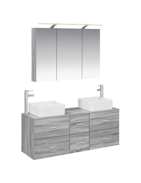 Set di mobili per il bagno 4 pcs Sonoma grigio