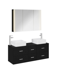 Set di mobili per il bagno 4 pcs Rovere Nero