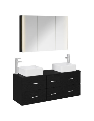 Set di mobili per il bagno 4 pcs Rovere Nero