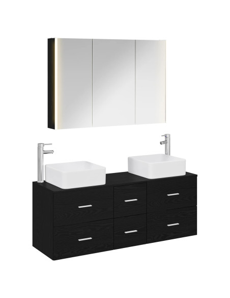 Set di mobili per il bagno 4 pcs Rovere Nero