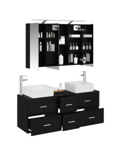 Set di mobili per il bagno 4 pcs Rovere Nero 2