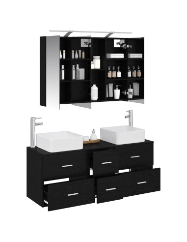 Set di mobili per il bagno 4 pcs Rovere Nero