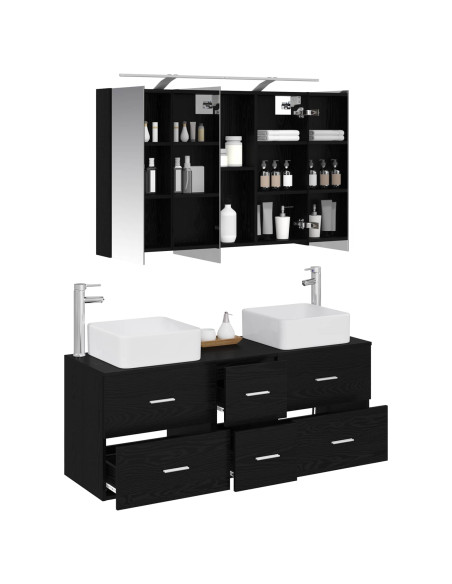 Set di mobili per il bagno 4 pcs Rovere Nero