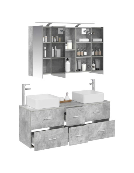 Set di mobili per il bagno 4 pcs Grigio Cemento