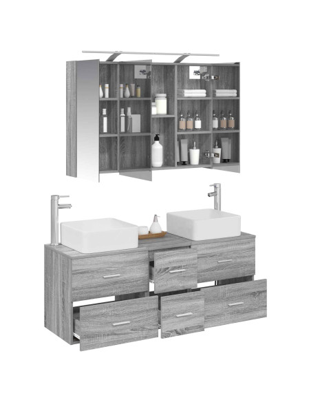 Set di mobili per il bagno 4 pcs Sonoma grigio