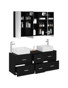 Set di mobili per il bagno 4 pcs Rovere Nero 2