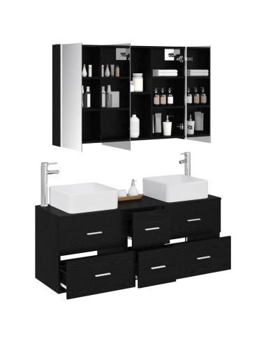 Set di mobili per il bagno 4 pcs Rovere Nero