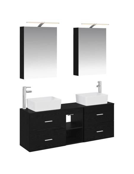 Set di mobili per il bagno 5 pcs Rovere Nero