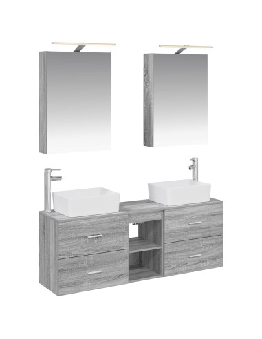 Set di mobili per il bagno 5 pcs Sonoma grigio