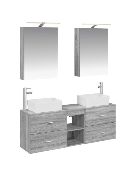 Set di mobili per il bagno 5 pcs Sonoma grigio