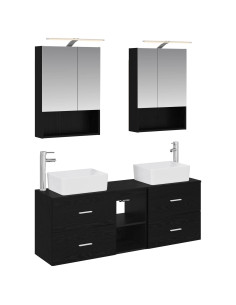 Set di mobili per il bagno 5 pcs Rovere Nero
