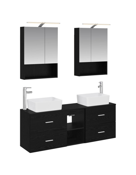 Set di mobili per il bagno 5 pcs Rovere Nero