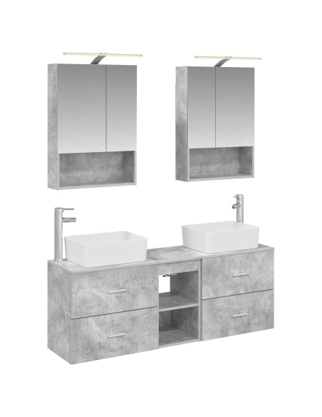 Set di mobili per il bagno 5 pcs Grigio Cemento