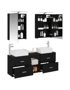 Set di mobili per il bagno 5 pcs Rovere Nero 2