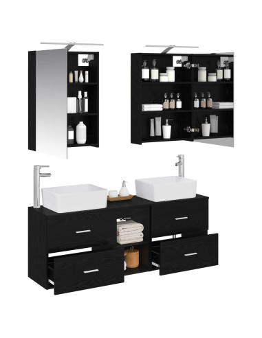 Set di mobili per il bagno 5 pcs Rovere Nero