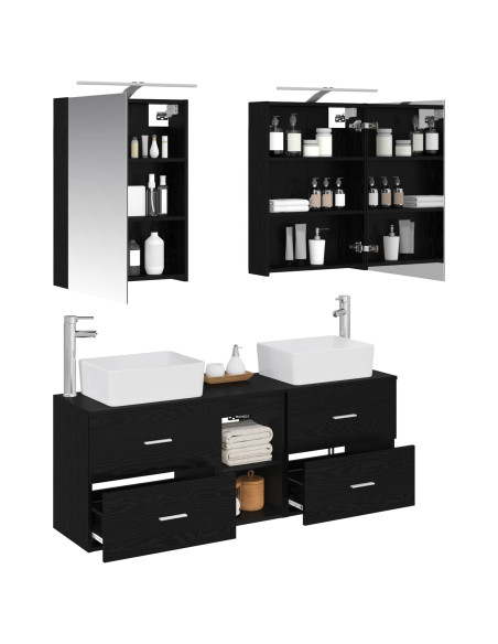 Set di mobili per il bagno 5 pcs Rovere Nero