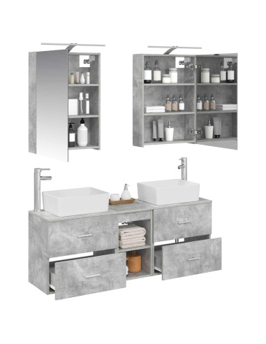 Set di mobili per il bagno 5 pcs Grigio Cemento