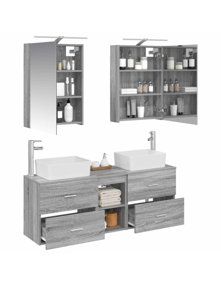 Set di mobili per il bagno 5 pcs Sonoma grigio