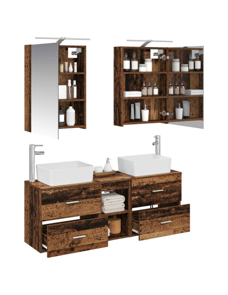 Set di mobili per il bagno 5 pcs Legno antico