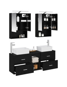 Set di mobili per il bagno 5 pcs Rovere Nero 2