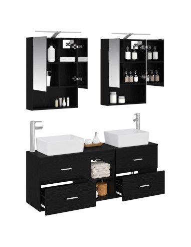 Set di mobili per il bagno 5 pcs Rovere Nero