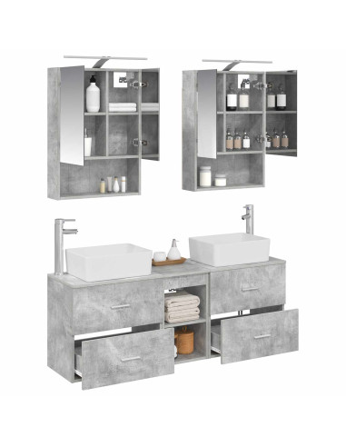 Set di mobili per il bagno 5 pcs Grigio Cemento