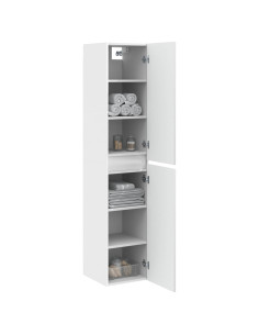 Mobiletto da Bagno a Muro Bianco 33 x 34,5 x 160 cm 2