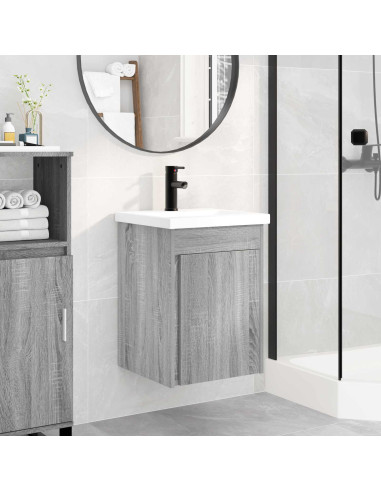 Mobile bagno con rubinetto Sonoma grigio 42 x 40 x 74,5 cm