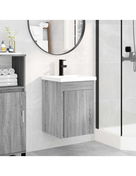 Mobile bagno con rubinetto Sonoma grigio 42 x 40 x 74,5 cm