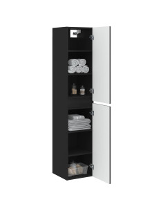 Mobiletto da Bagno a Muro Nero 33 x 34,5 x 160 cm 2