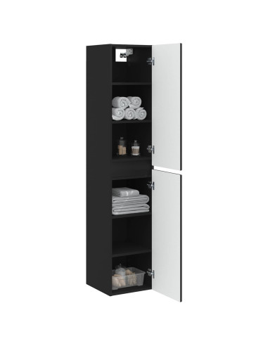 Mobiletto da Bagno a Muro Nero 33 x 34,5 x 160 cm