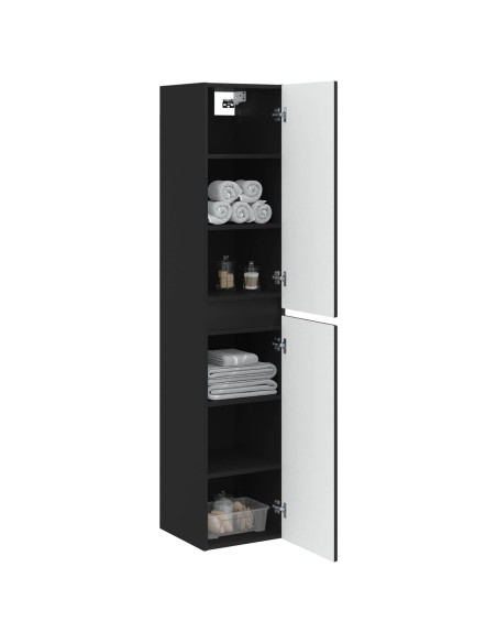 Mobiletto da Bagno a Muro Nero 33 x 34,5 x 160 cm