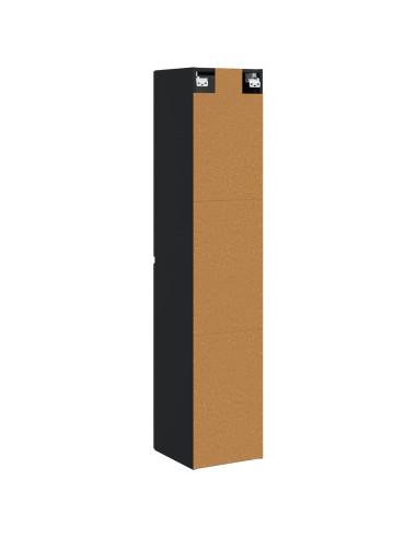 Mobiletto da Bagno a Muro Nero 33 x 34,5 x 160 cm