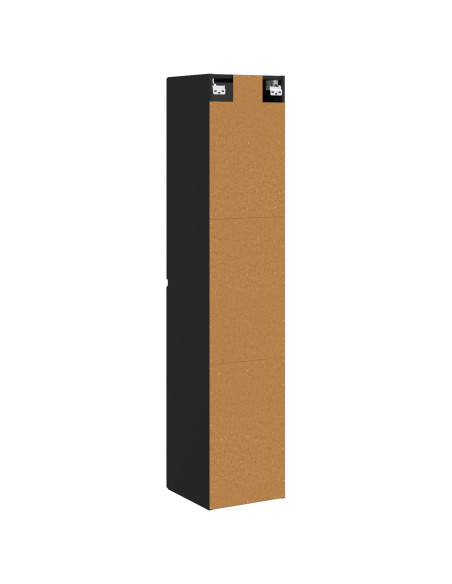 Mobiletto da Bagno a Muro Nero 33 x 34,5 x 160 cm