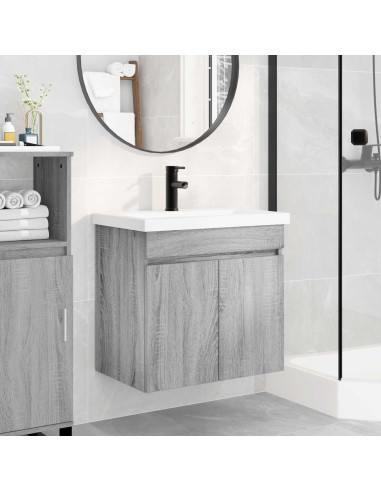 Mobile bagno con rubinetto Sonoma grigio 61 x 40 x 74,5 cm