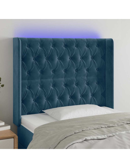 Testiera a LED Blu Scuro 103x16x118/128 cm in Velluto