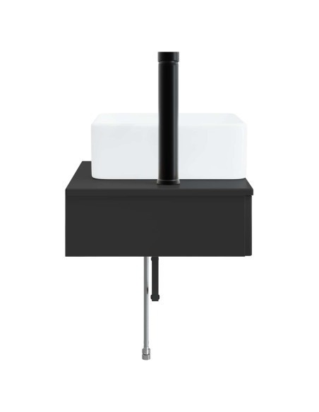 Lavabo da Parete Nero 53 x 35 x 39 cm Legno ingegnerizzato
