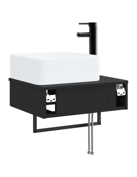 Lavabo da Parete Nero 53 x 35 x 39 cm Legno ingegnerizzato