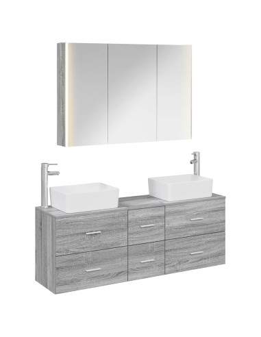 Set di mobili per il bagno 4 pcs Sonoma grigio
